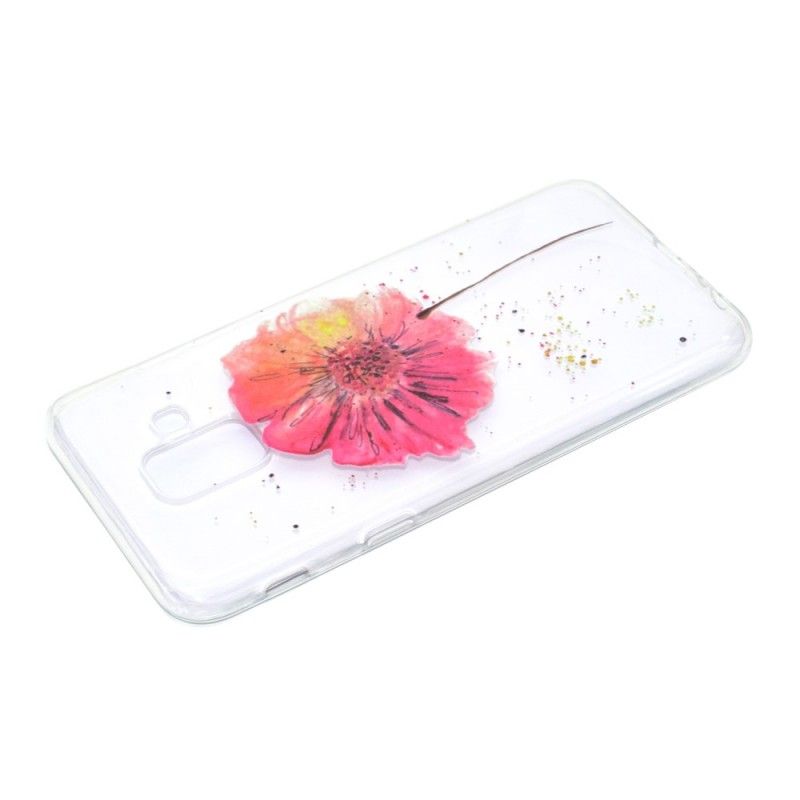 Coque Samsung Galaxy A6 Transparente Coquelicot Aquarelle