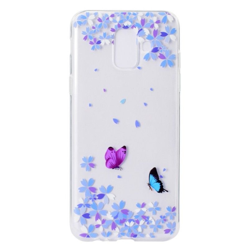 Coque Samsung Galaxy A6 Transparente Papillons Et Fleurs