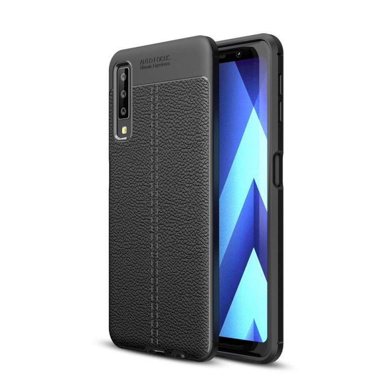 Coque Samsung Galaxy A7 Effet Cuir Litchi Double Line