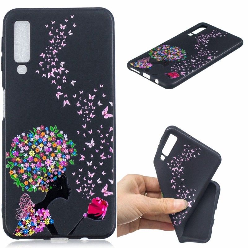 Coque Samsung Galaxy A7 Femme À La Tête Fleurie