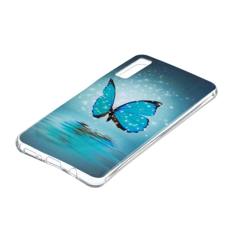 Coque Samsung Galaxy A7 Papillon Bleu Fluorescente