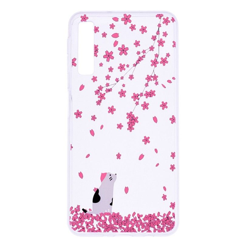 Coque Samsung Galaxy A7 Pluie De Fleurs Et Chat