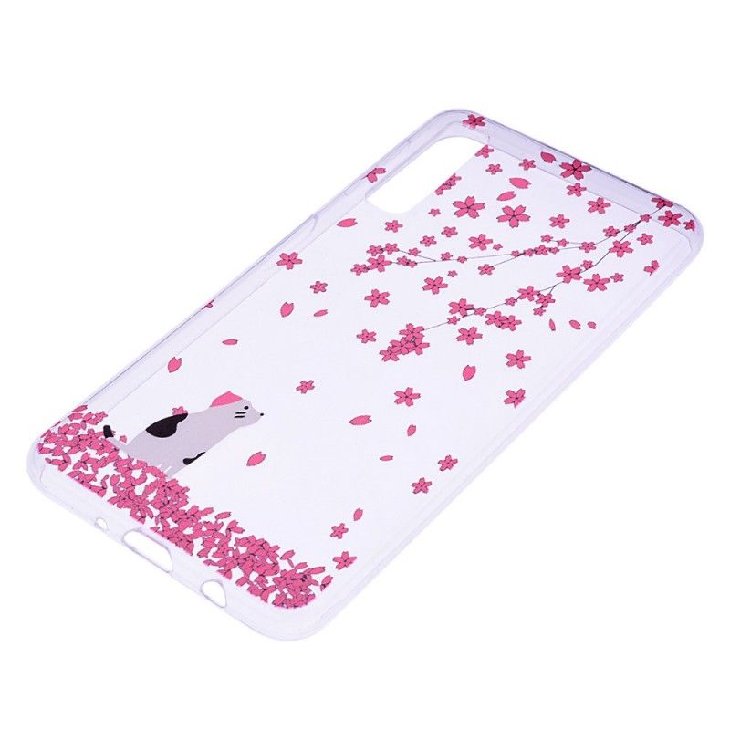 Coque Samsung Galaxy A7 Pluie De Fleurs Et Chat