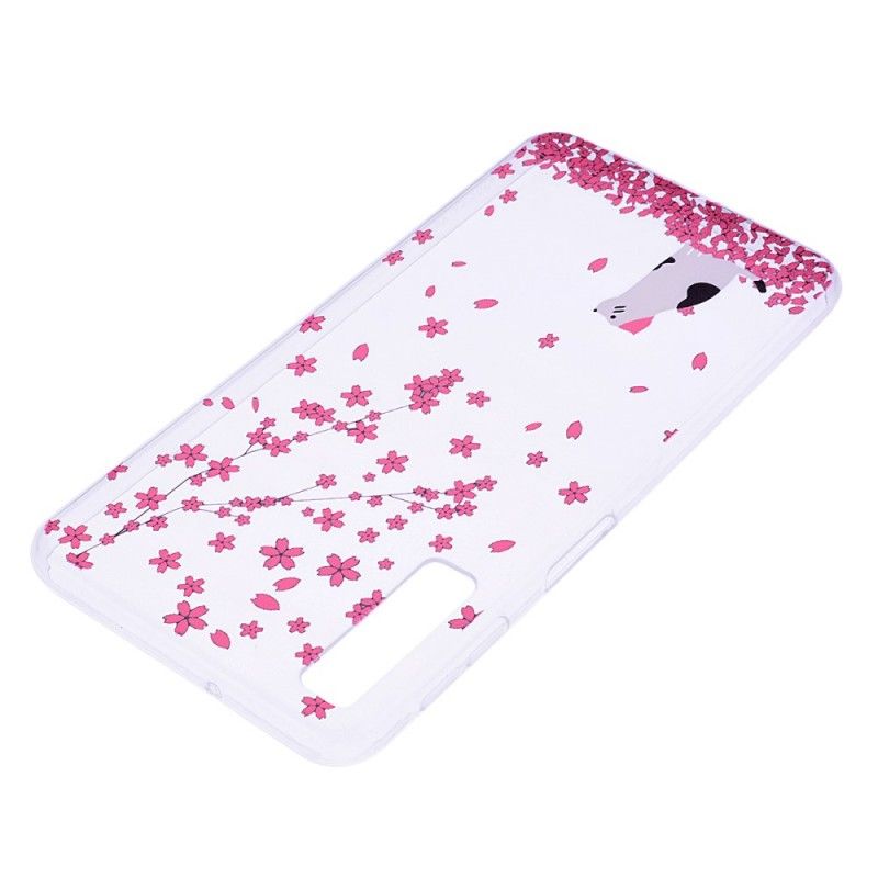 Coque Samsung Galaxy A7 Pluie De Fleurs Et Chat