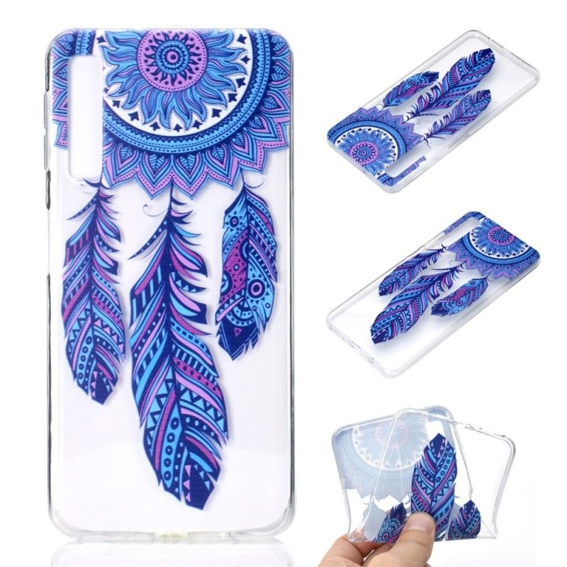 Coque Samsung Galaxy A7 Transparente Attrape Rêves Plumes Bleues