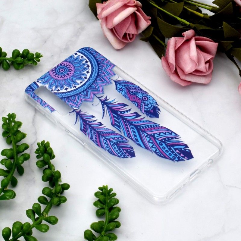 Coque Samsung Galaxy A7 Transparente Attrape Rêves Plumes Bleues