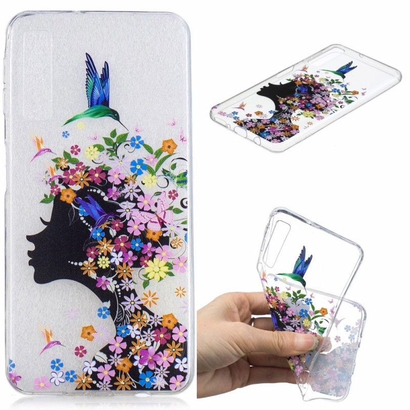 Coque Samsung Galaxy A7 Transparente Fille Fleurie