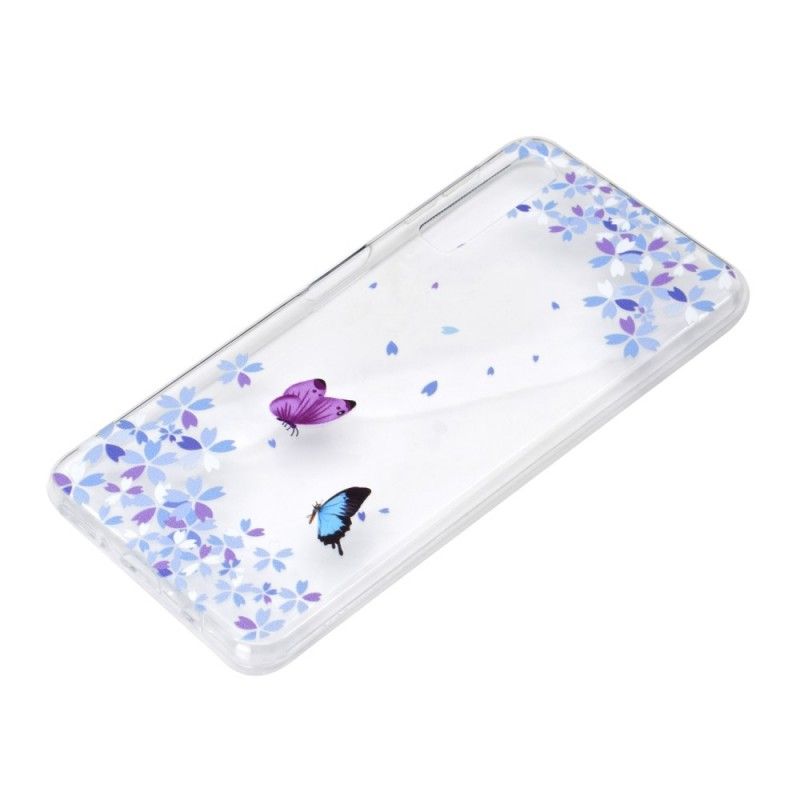 Coque Samsung Galaxy A7 Transparente Papillons Et Fleurs