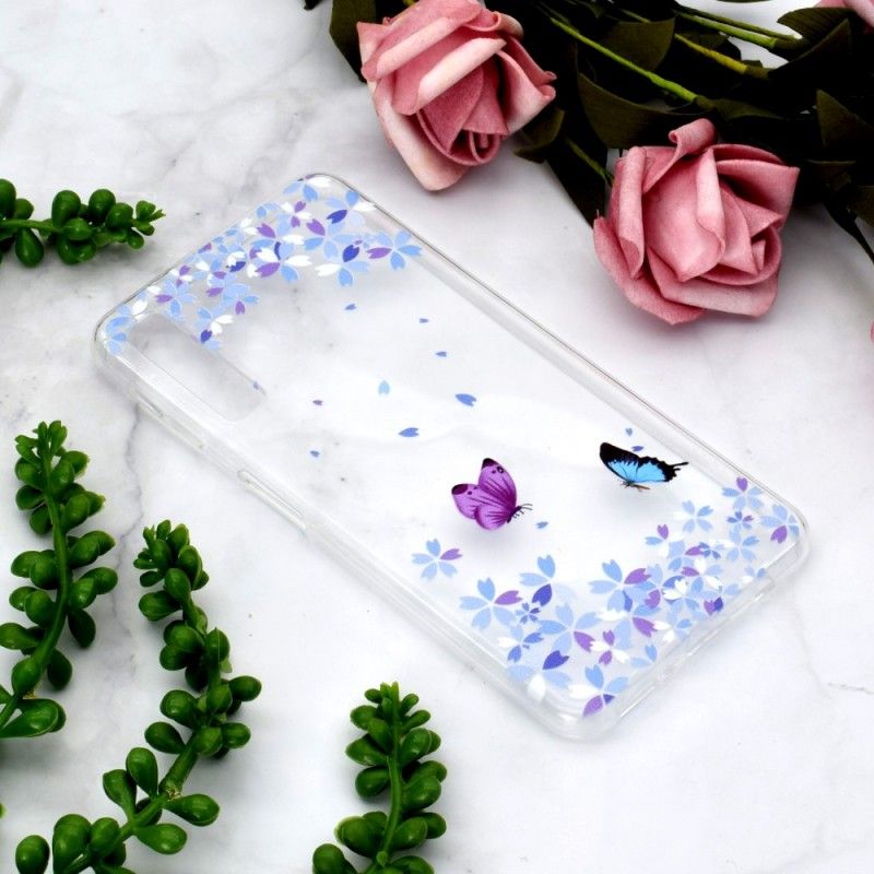 Coque Samsung Galaxy A7 Transparente Papillons Et Fleurs