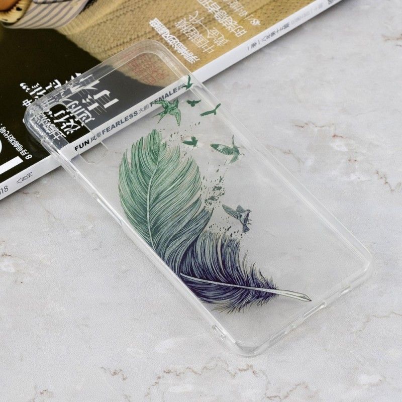 Coque Samsung Galaxy A7 Transparente Plume Colorée