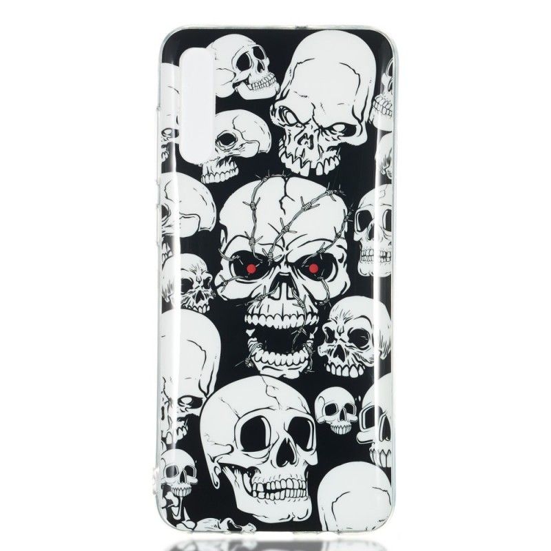 Coque Samsung Galaxy A70 Attention Têtes De Mort Fluorescente