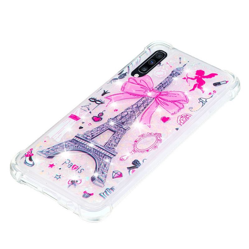 Coque Samsung Galaxy A70 La Tour Eiffel Paillettes