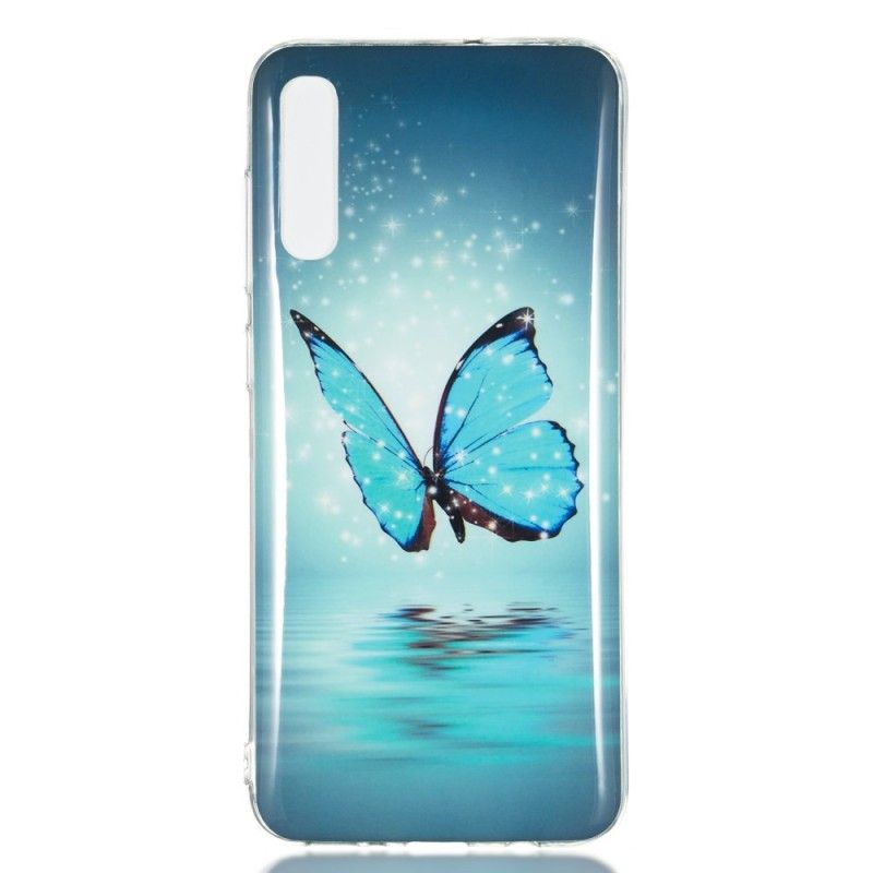 Coque Samsung Galaxy A70 Papillon Bleu Fluorescente