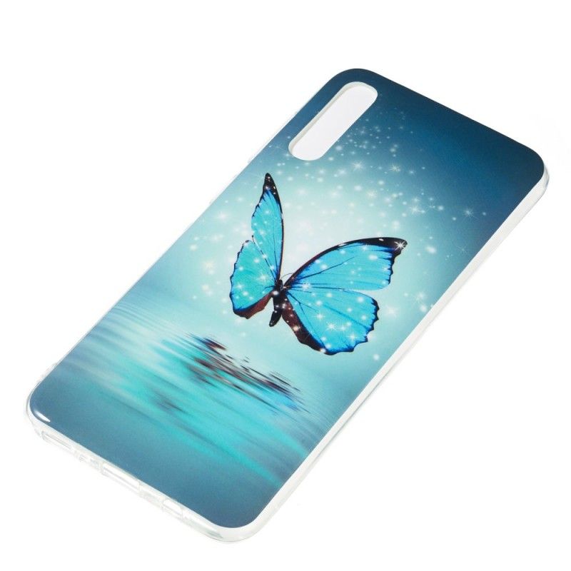 Coque Samsung Galaxy A70 Papillon Bleu Fluorescente