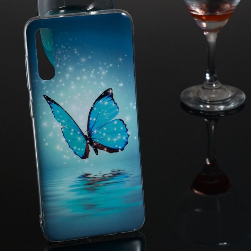 Coque Samsung Galaxy A70 Papillon Bleu Fluorescente