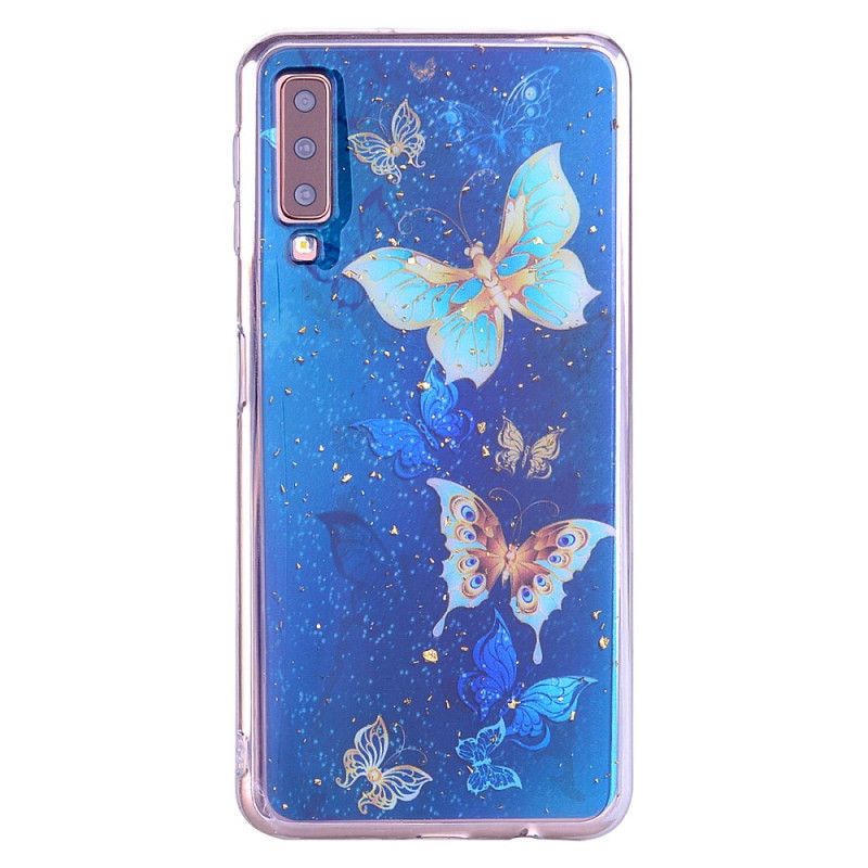 Coque Samsung Galaxy A70 Papillons Et Paillettes