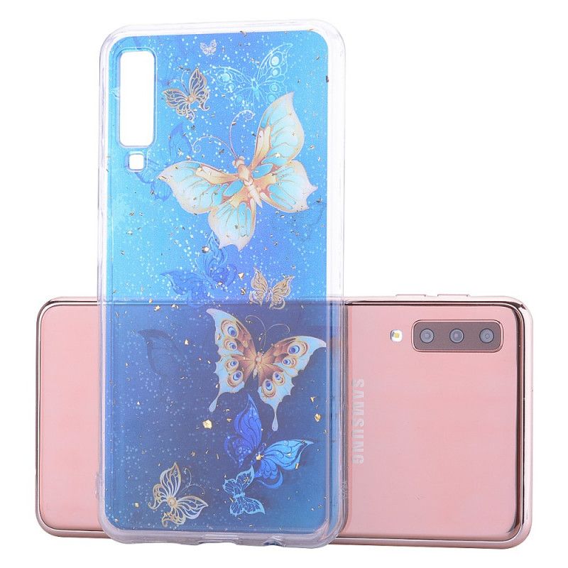 Coque Samsung Galaxy A70 Papillons Et Paillettes