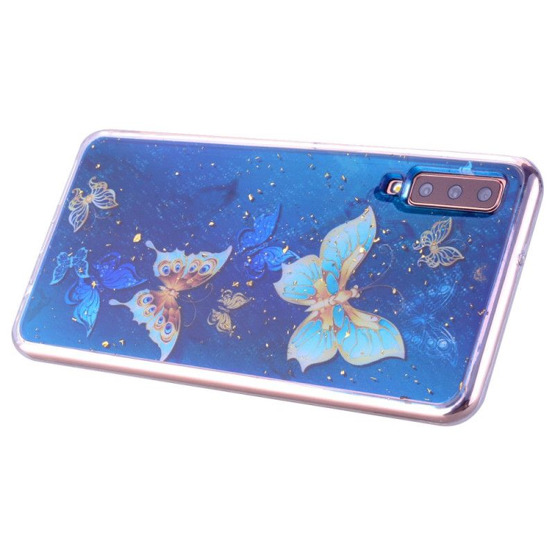 Coque Samsung Galaxy A70 Papillons Et Paillettes