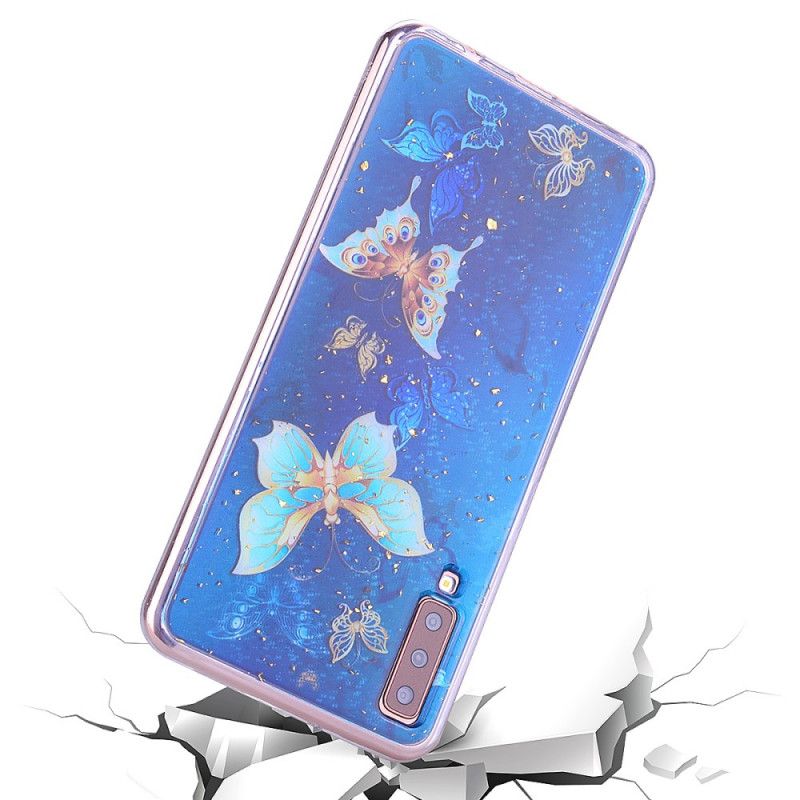 Coque Samsung Galaxy A70 Papillons Et Paillettes