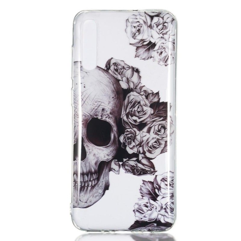 Coque Samsung Galaxy A70 Tête De Mort Fleuri