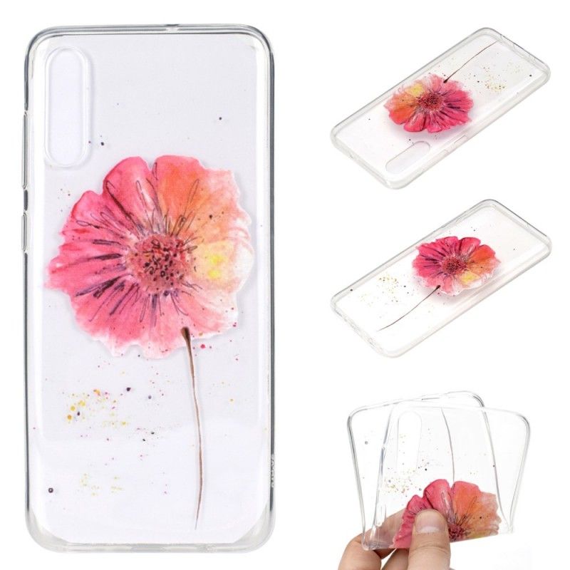 Coque Samsung Galaxy A70 Transparente Coquelicot Aquarelle