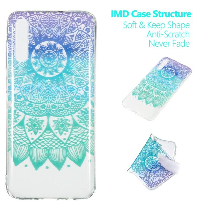 Coque Samsung Galaxy A70 Transparente Mandala Bleu