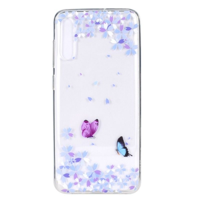 Coque Samsung Galaxy A70 Transparente Papillons Et Fleurs