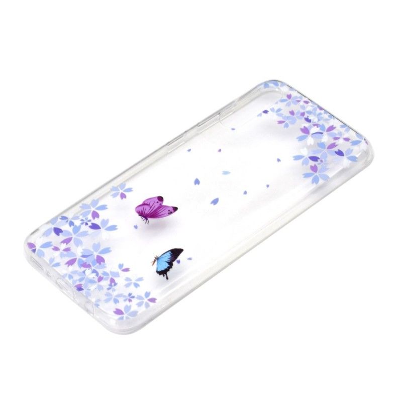 Coque Samsung Galaxy A70 Transparente Papillons Et Fleurs