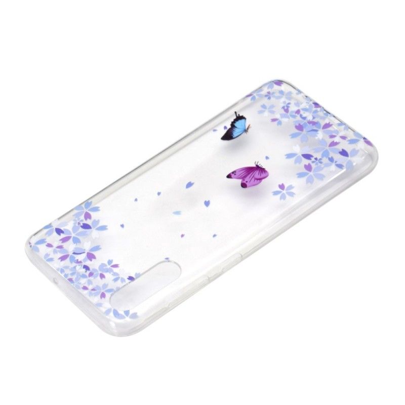 Coque Samsung Galaxy A70 Transparente Papillons Et Fleurs