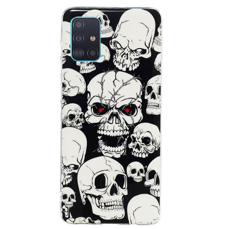 Coque Samsung Galaxy A71 Attention Têtes De Mort Fluorescente