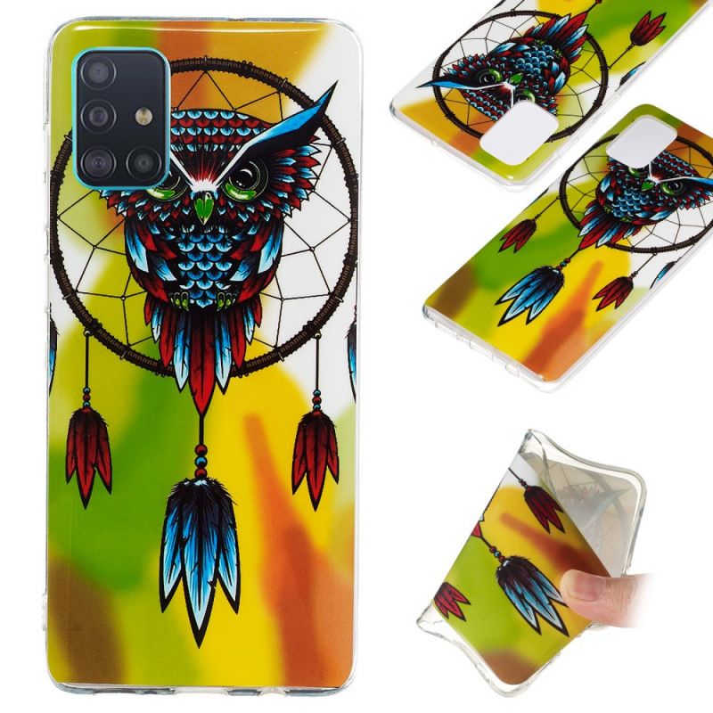 Coque Samsung Galaxy A71 Attrape Rêves Hibou Fluorescente