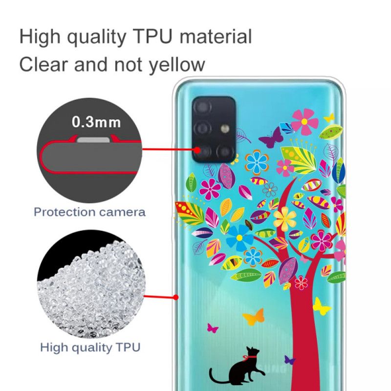 Coque Samsung Galaxy A71 Chat Sous L'arbre