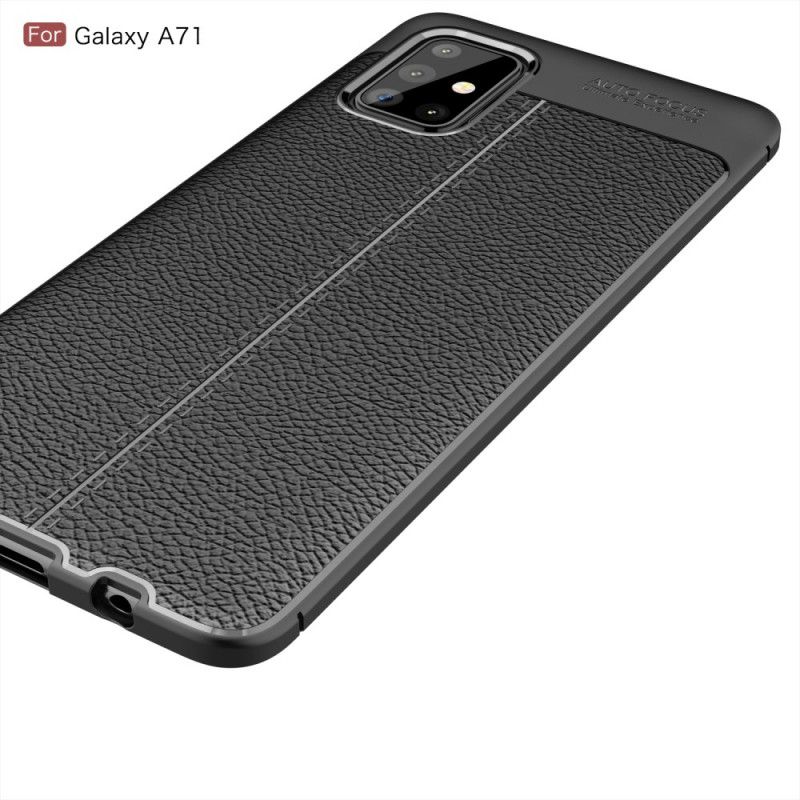 Coque Samsung Galaxy A71 Effet Cuir Litchi Double Line