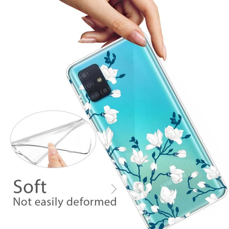 Coque Samsung Galaxy A71 Fleurs Blanches