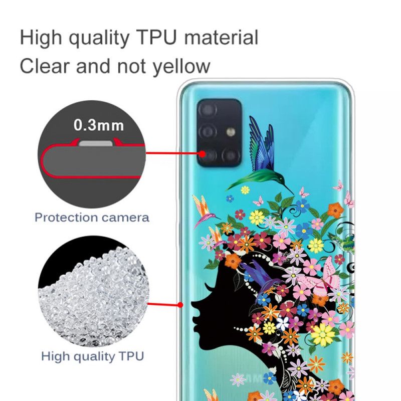 Coque Samsung Galaxy A71 Jolie Tête Fleurie