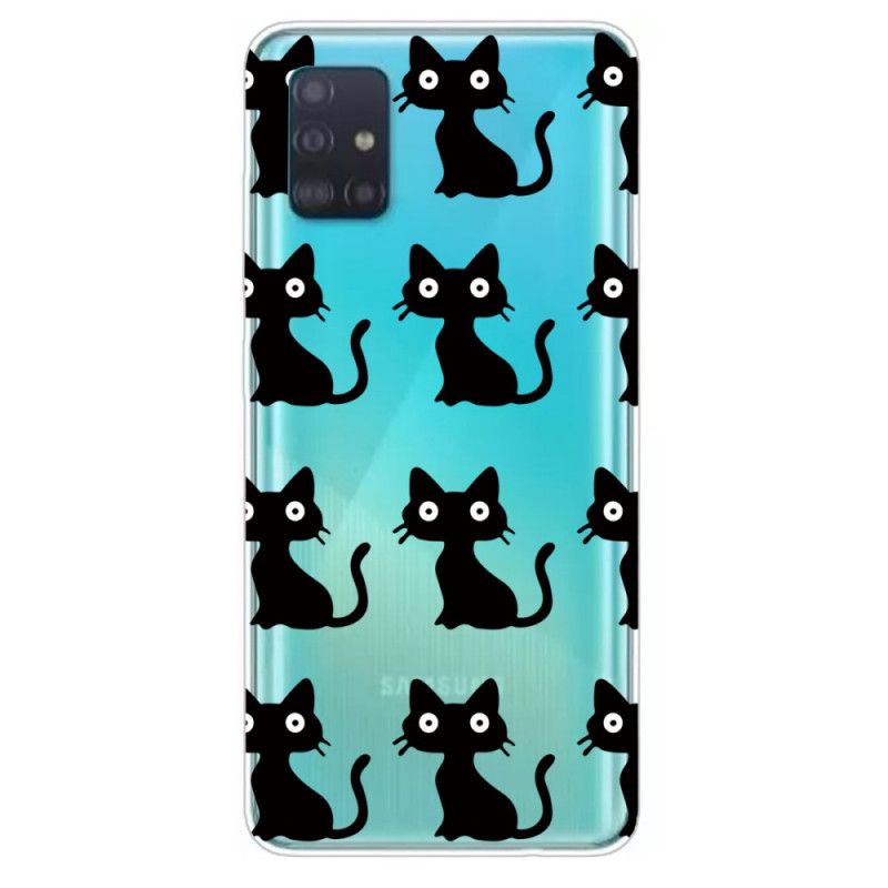 Coque Samsung Galaxy A71 Multiples Chats Noirs