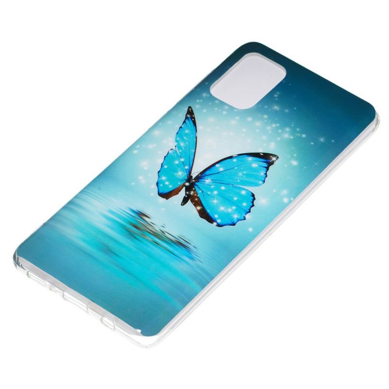 Coque Samsung Galaxy A71 Papillon Bleu Fluorescente