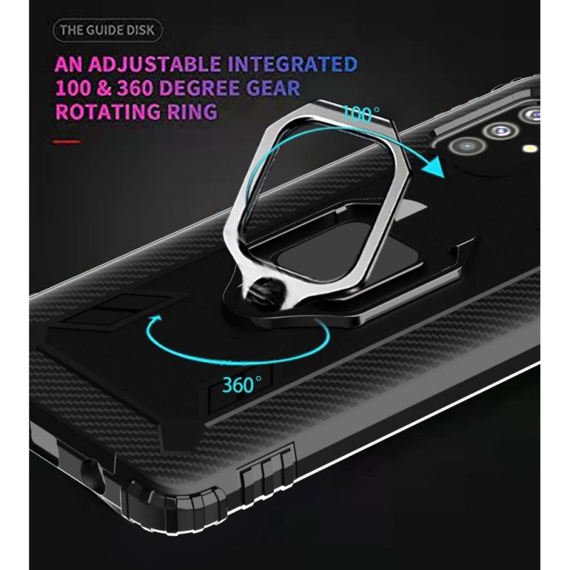Coque Samsung Galaxy A71 Ring Et Fibre Carbone