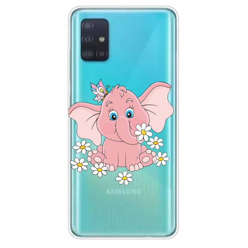 Coque Samsung Galaxy A71 Transparente Éléphant Rose