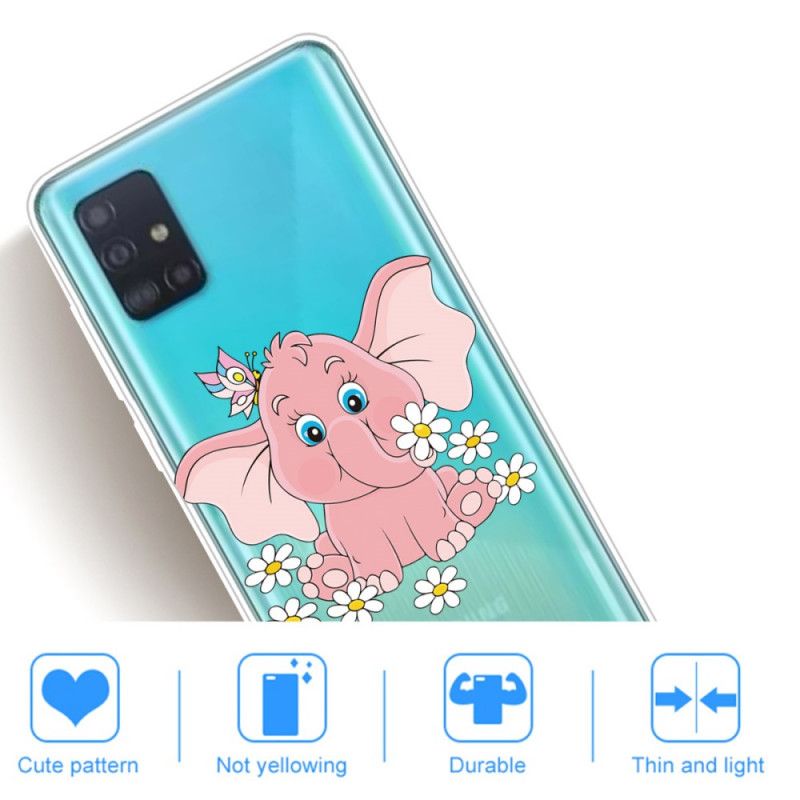 Coque Samsung Galaxy A71 Transparente Éléphant Rose