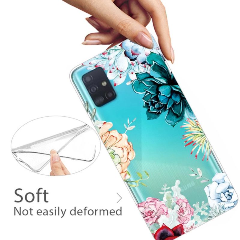 Coque Samsung Galaxy A71 Transparente Fleurs Aquarelle