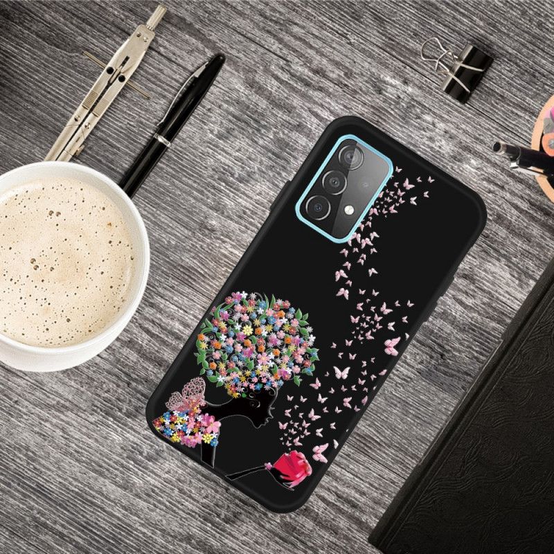 Coque Samsung Galaxy A72 4g / A72 5g Femme À La Tête Fleurie