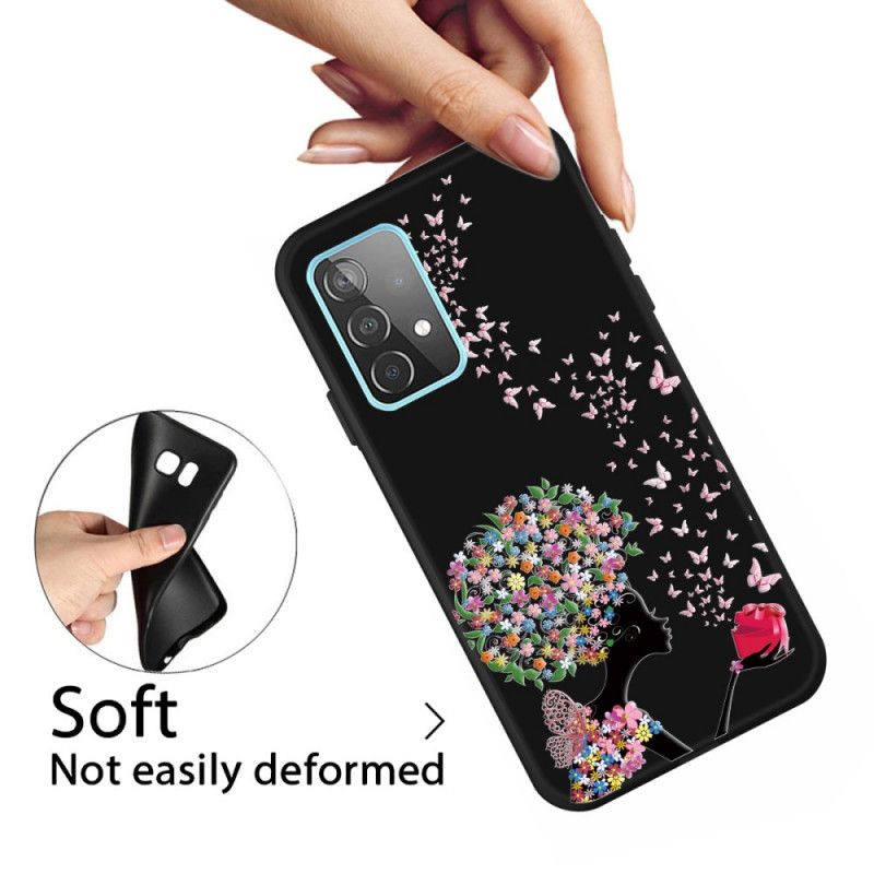 Coque Samsung Galaxy A72 4g / A72 5g Femme À La Tête Fleurie