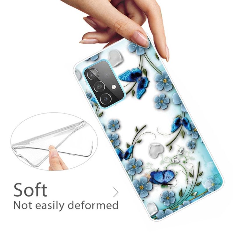 Coque Samsung Galaxy A72 4g / A72 5g Papillons Et Fleurs Rétros