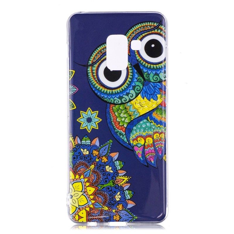 Coque Samsung Galaxy A8 2018 Hibou Mandala Fluorescente