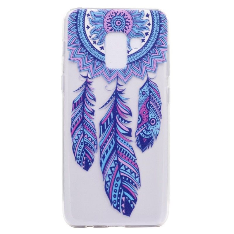 Coque Samsung Galaxy A8 2018 Transparente Attrape Rêves Plumes Bleues