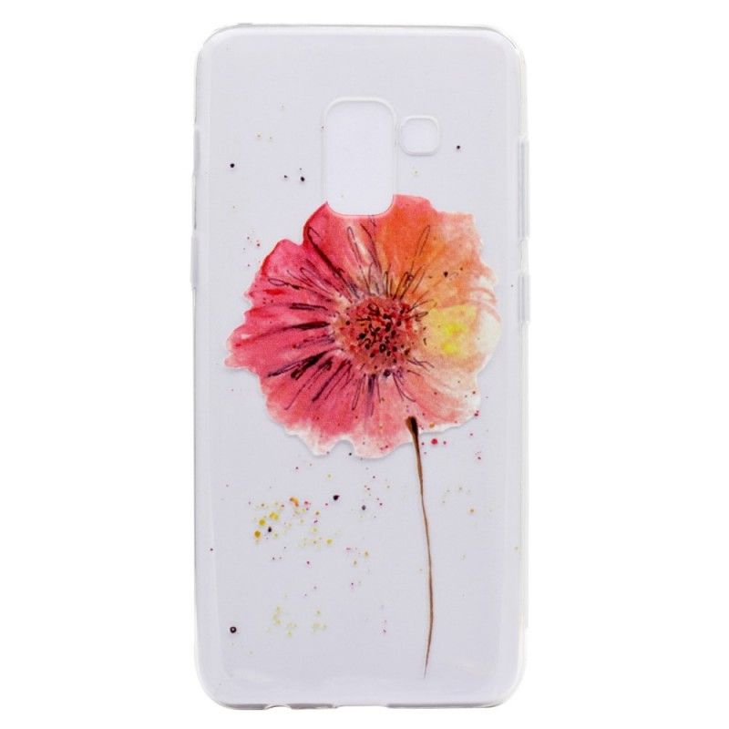 Coque Samsung Galaxy A8 2018 Transparente Coquelicot Aquarelle