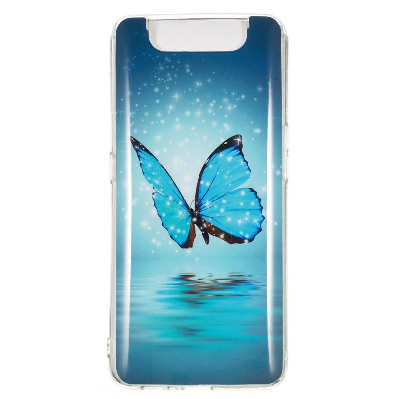 Coque Samsung Galaxy A90 / A80 Papillon Bleu Fluorescente