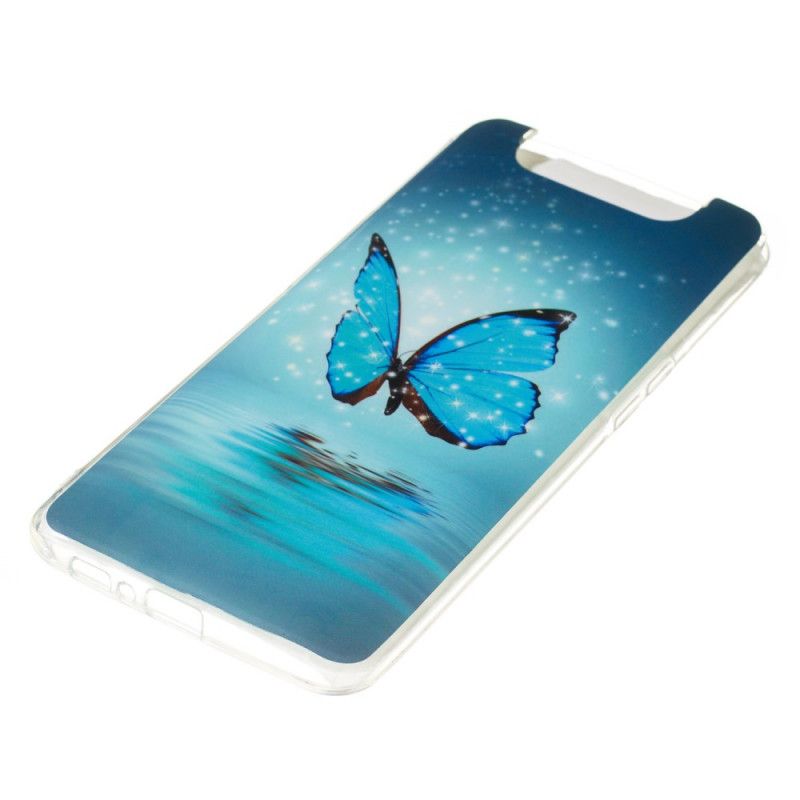 Coque Samsung Galaxy A90 / A80 Papillon Bleu Fluorescente