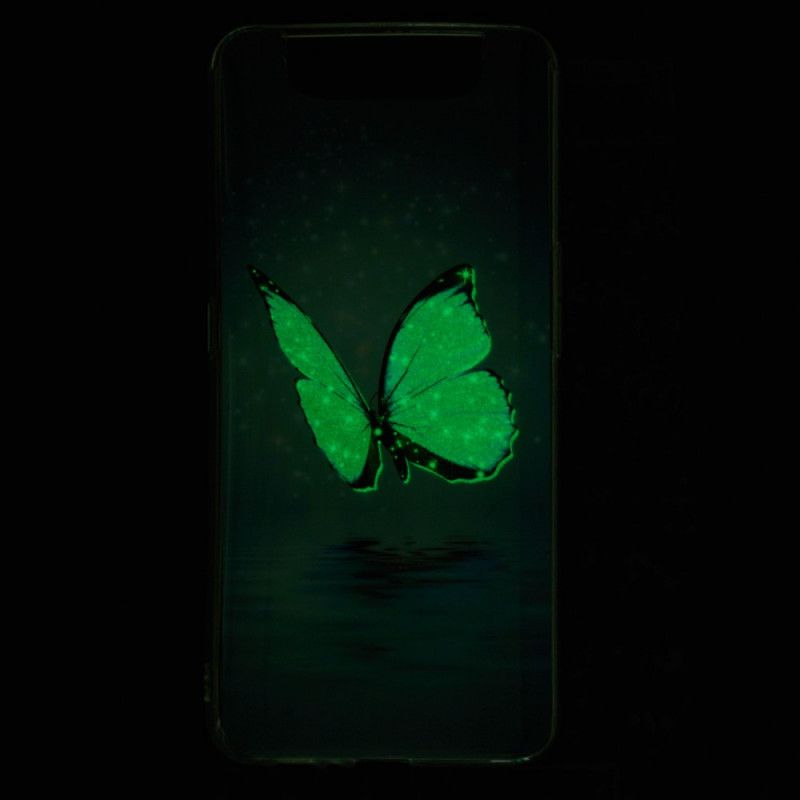 Coque Samsung Galaxy A90 / A80 Papillon Bleu Fluorescente